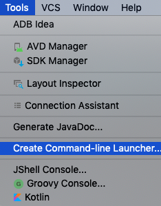 create command line launcher for android studio mac